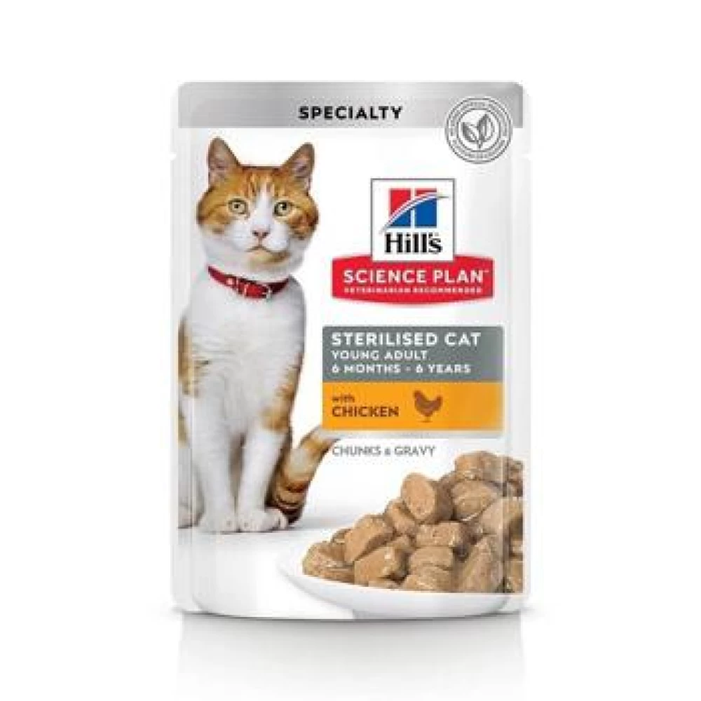 Hill's SP Feline Young Adult Sterilised Plic Pui, 85 g Hrană Umedă pentru pisici