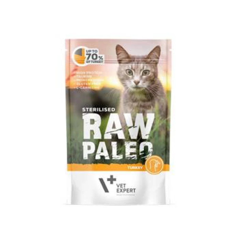 Raw Paleo Sterilised Cat Curcan, 100 g Hrană Umedă pentru pisici