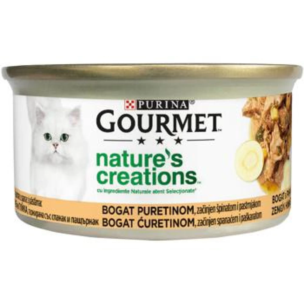 Gourmet Nature's Creations File Curcan si Spanac, 85 g Hrană Umedă pentru pisici