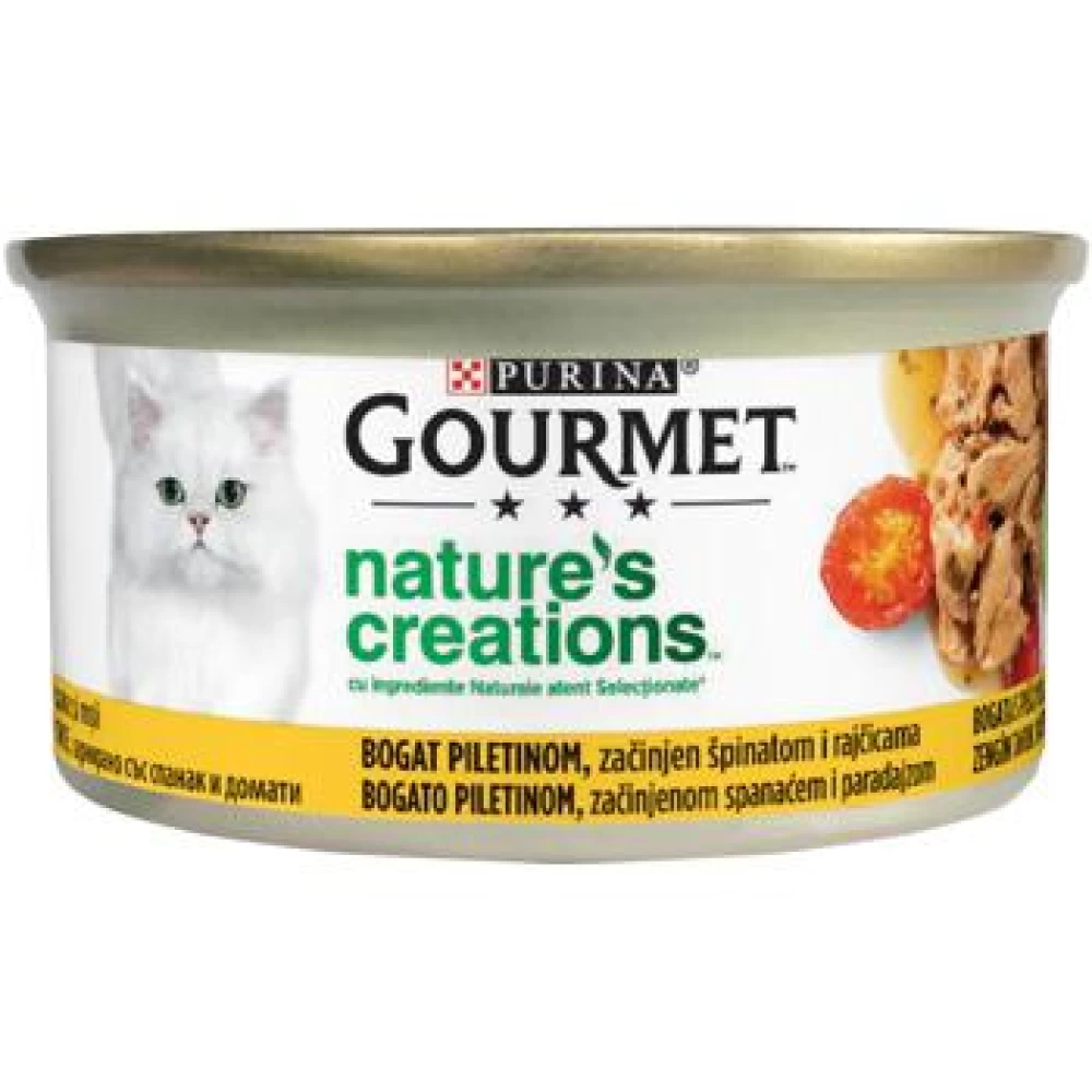 Gourmet Nature's Creations File Pui si Rosii, 85 g Hrană Umedă pentru pisici