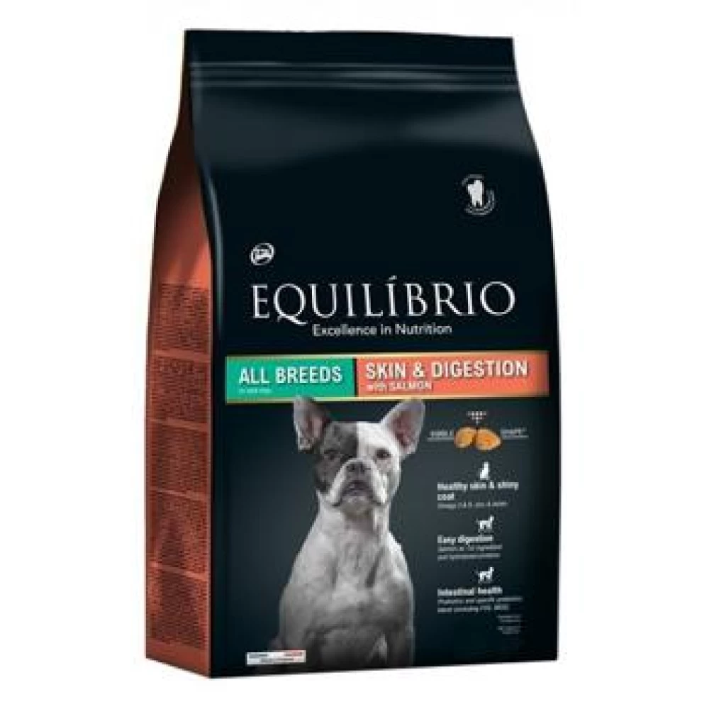 Equilibrio All Breeds Skin & Digestion Somon, 12 kg Hrană Uscată pentru caini