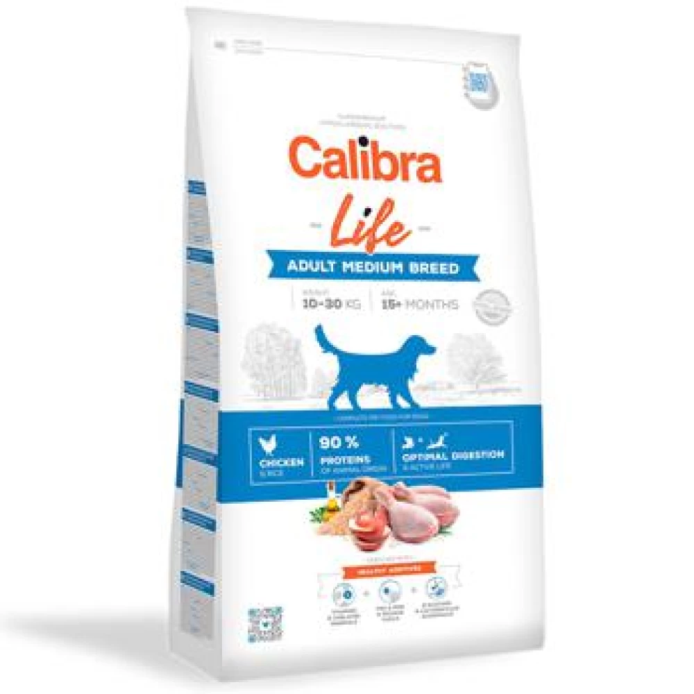 Calibra Dog Life Adult Medium Breed cu Pui, 2.5 Kg Hrană Uscată pentru caini