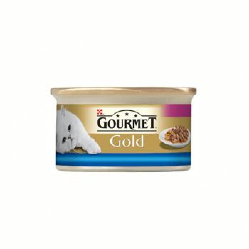 Gourmet Gold Cuburi Peste si Spanac in Sos 85 g Hrană Umedă pentru pisici