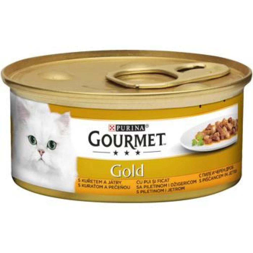 Gourmet Gold Cuburi Pui si Ficat in Sos 85 g Hrană Umedă pentru pisici