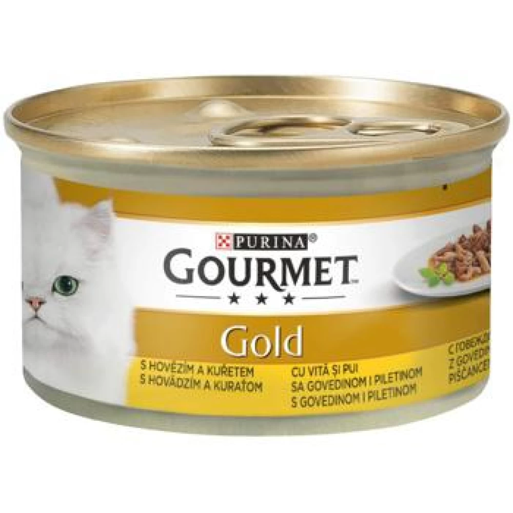 Gourmet Gold Cuburi Vita si Pui in Sos 85 g Hrană Umedă pentru pisici