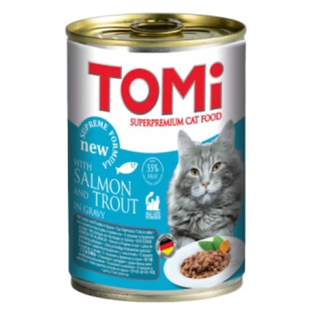 Conserva Tomi Cat Somon si Pastrav, 400 g Hrană Umedă pentru pisici