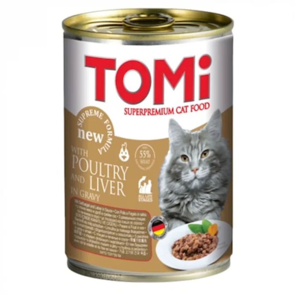 Conserva Tomi Cat Pui si Ficat, 400 gr Hrană Umedă pentru pisici