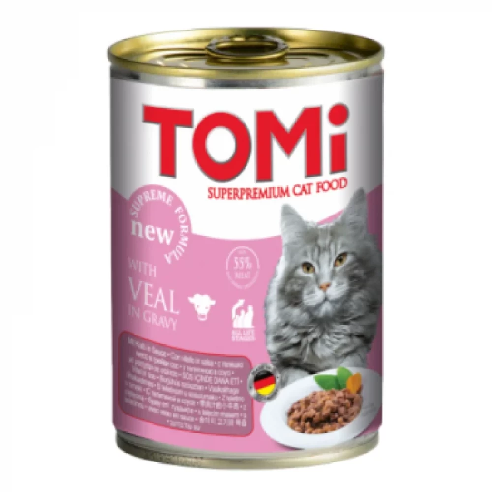 Conserva Tomi Cat cu Vitel, 400 g Hrană Umedă pentru pisici