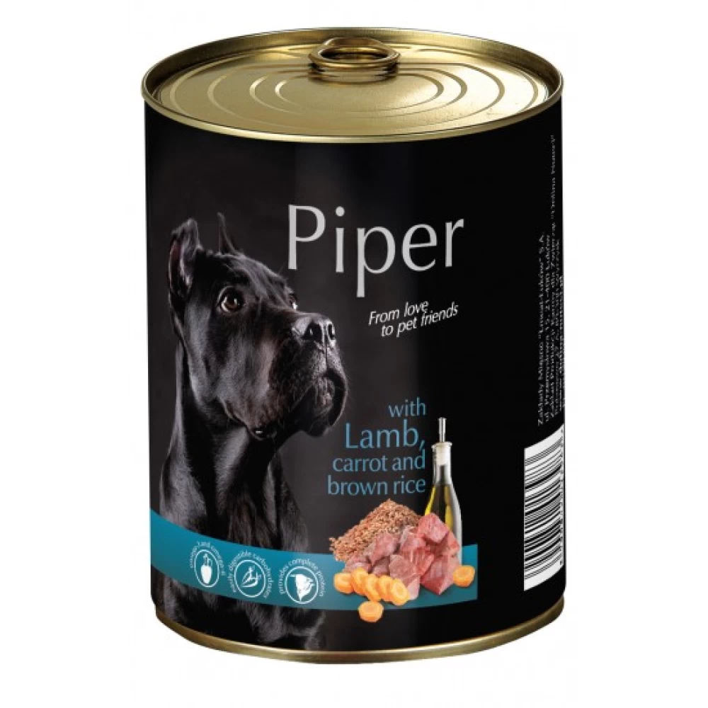 Piper Adult cu Carne de Miel, Morcovi si Orez Brun, 400 g