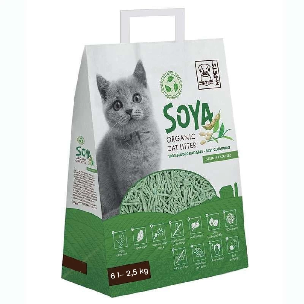 M-Pets Soya Asternut Igienic pentru Pisici Green Tea 6 L