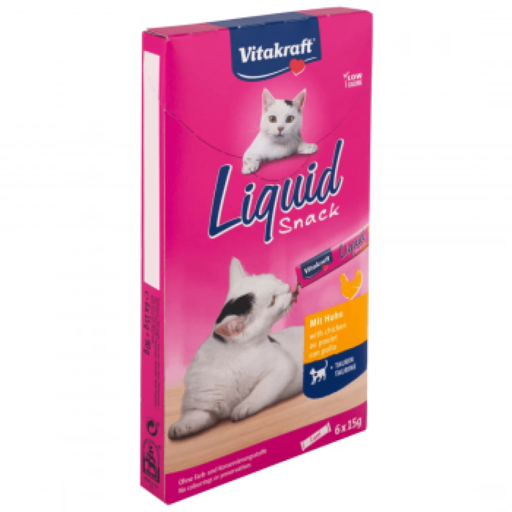 Vitakraft Cat Snack Lichid Pui, 6 x 15 g