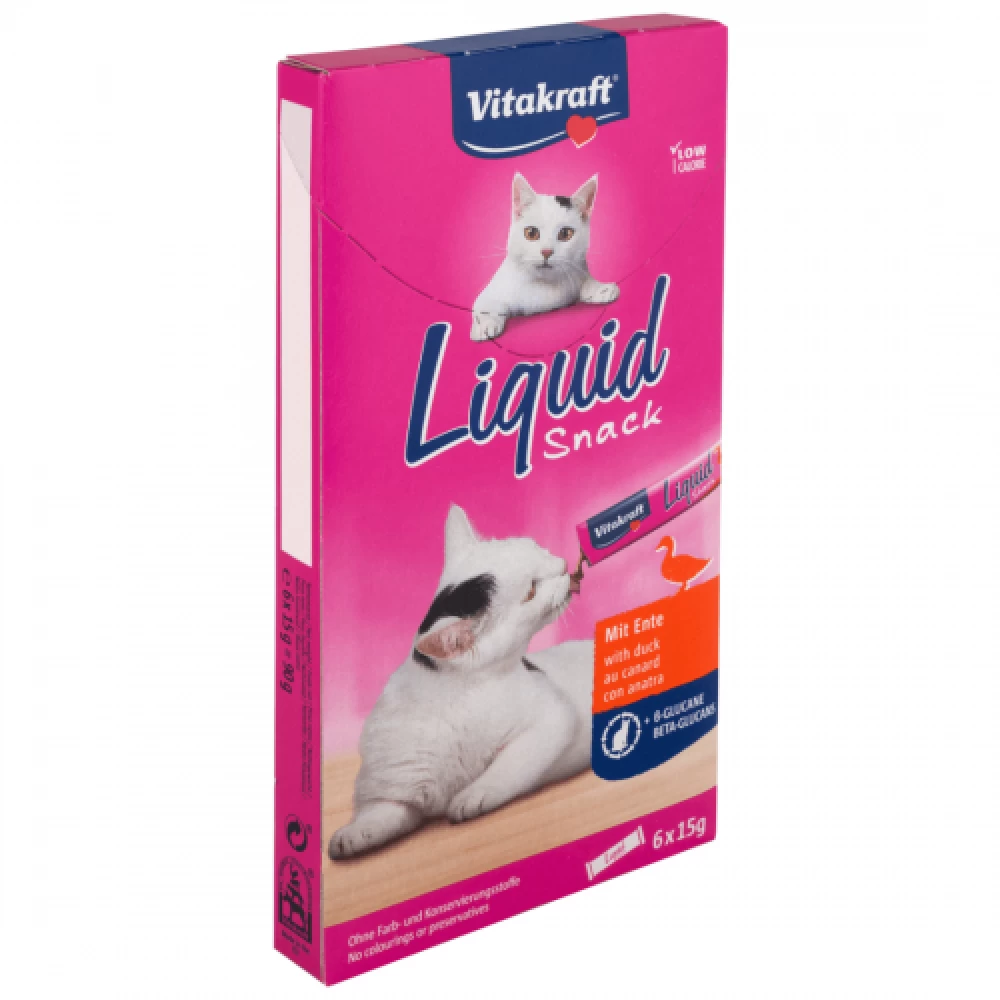 Vitakraft Cat Snack Lichid Rata si Beta Glucan, 6x15 g